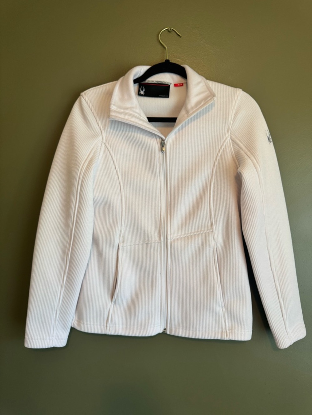 Spyder White Full-Zip Ribbed Jacket